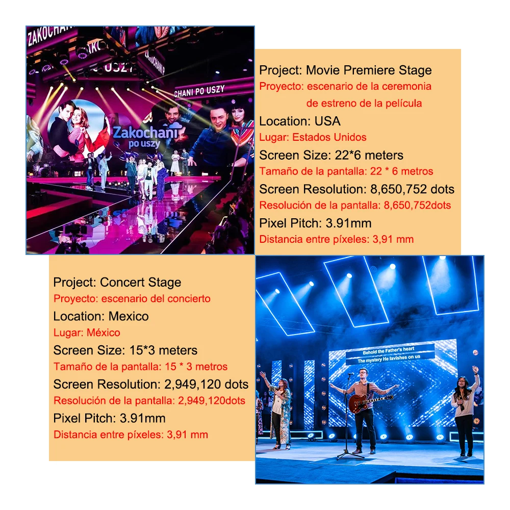 Outdoor P3.91 LED display IP65 Waterproof stage LED screen module P2.604 P2.976 P4.81 LED module 250*250mm In-stock inventory