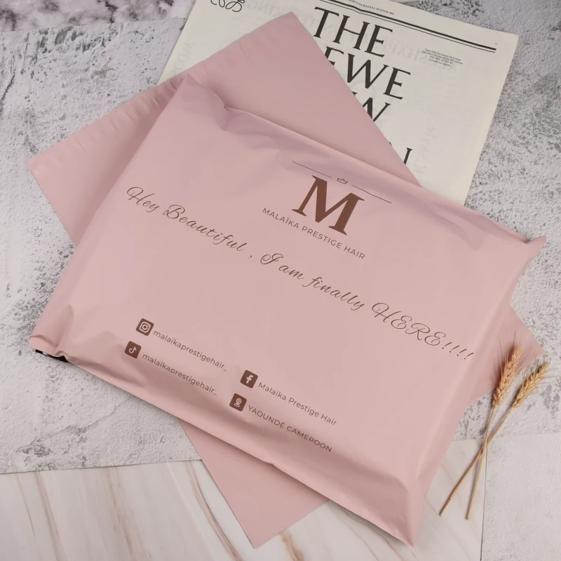 oem odm self adhesive pink mailer poly plastic mailing envelope shipping resuabl recycled mail pouch postage bag