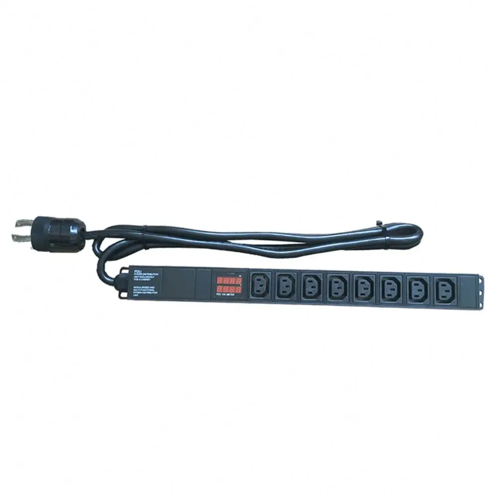 Factory wholesale 19 inch 1U 30A 50A 2 meter switch 8 way C13 C19 basic PDU for internet Data Center