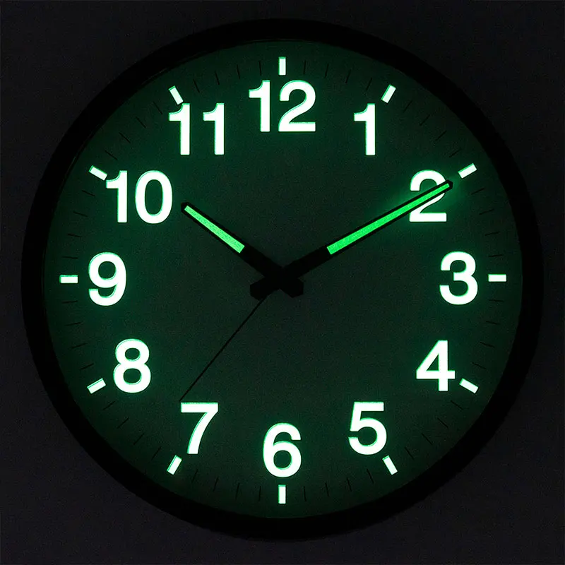 Creative Premium Gift Custom Wall Clock Modern Plastic 12 Inch Night Light Luminous Wall Clock