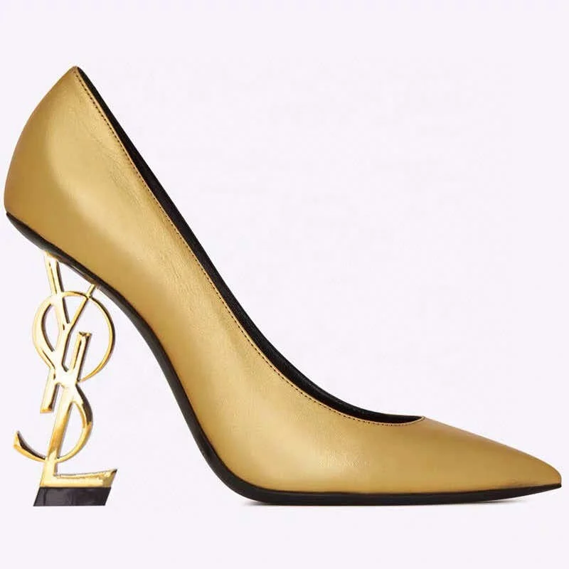 Top Version Brand Luxury Designer Shoes Women Black Gold Heels Pumps Sandals Patent Leather Fashion Wedding Women Sexy Shoes