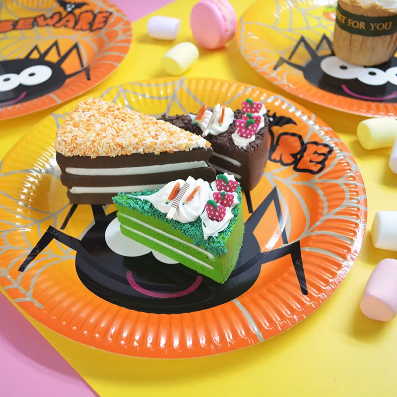 Halloween Disposable Party Cutlery Set Spider Pattern Paper Plate Paper Cup Paper Towel Tablecloth Party & Holiday Supplies