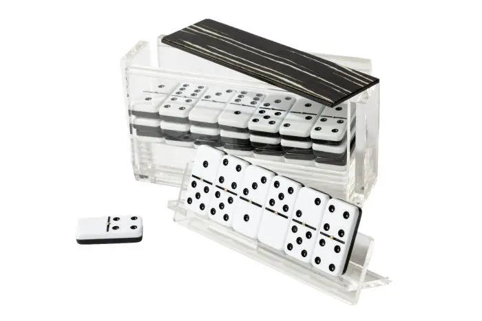 Набор акриловых двухсторонних игральных костей Dominos с 4 лотками домино Техас 42 меламиновые Двойные огни