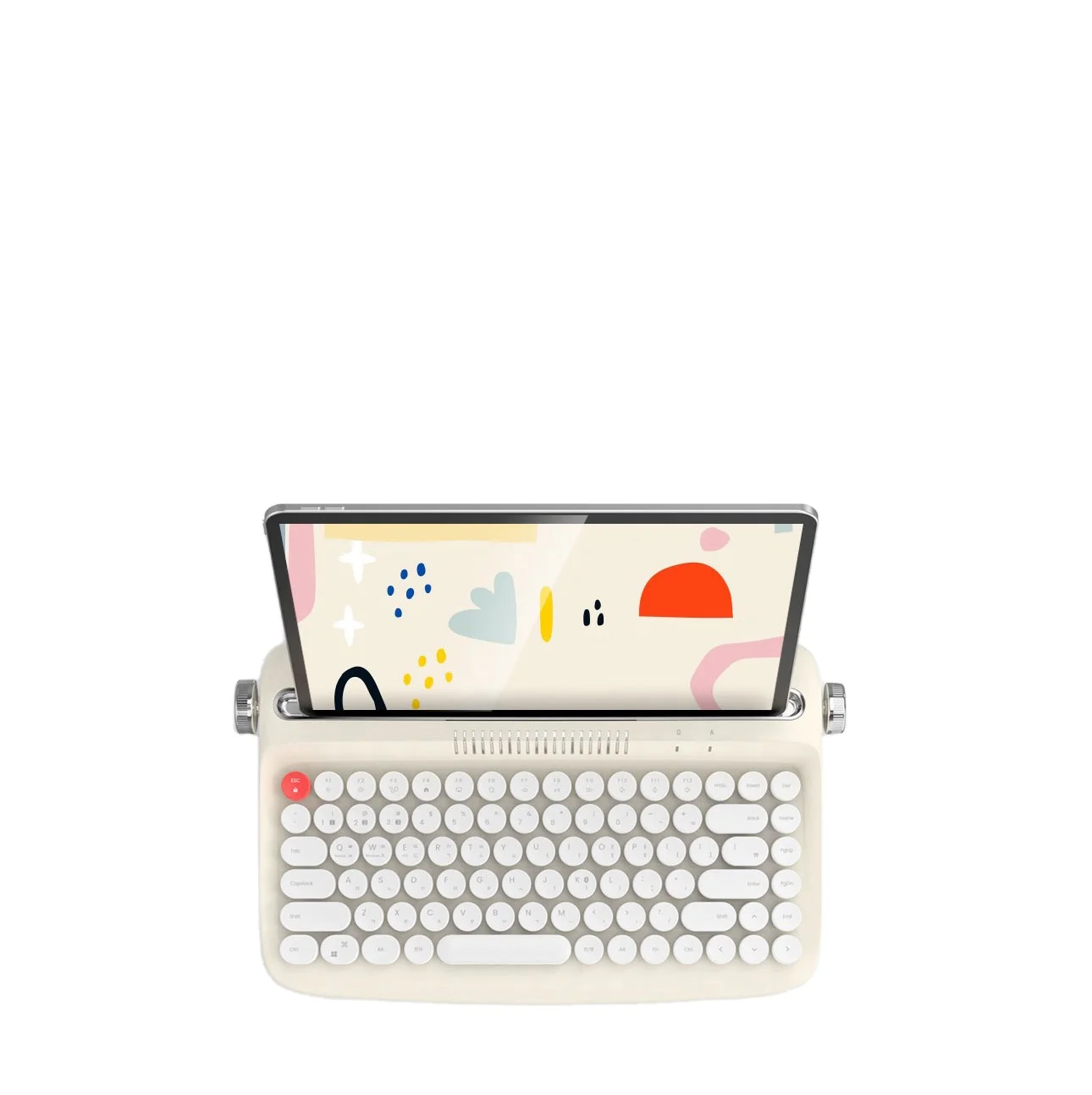 Actto Portable Computer Tablet Keyboard with stand and smart device cradle Wireless Mini  Retro Typewriter  86Keys Design