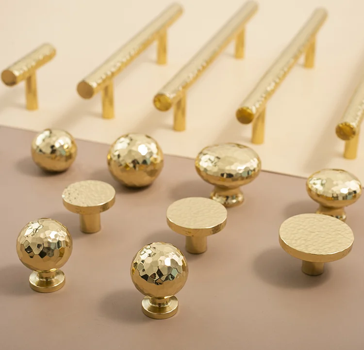 Чистая твердая латунная круглая кованая мебельная выдвижная ручка