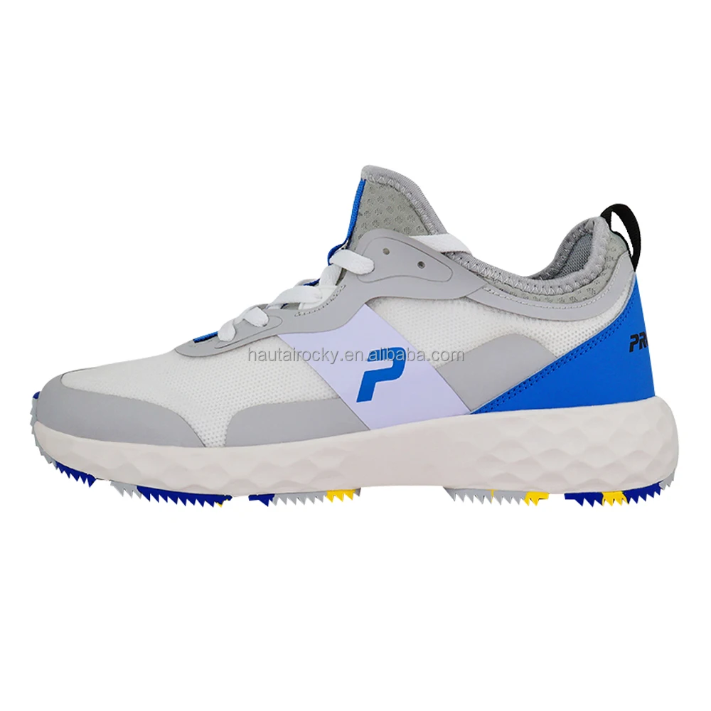 Hot sales OEM custom logo Flyknit upper lace up Mens golf shoe spikes for sports training