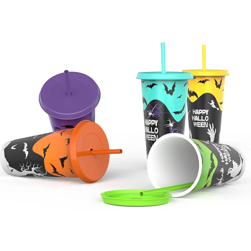New Luminous custom cold coffee drink bottle party plastic tumbler glow in the dark cup with straw