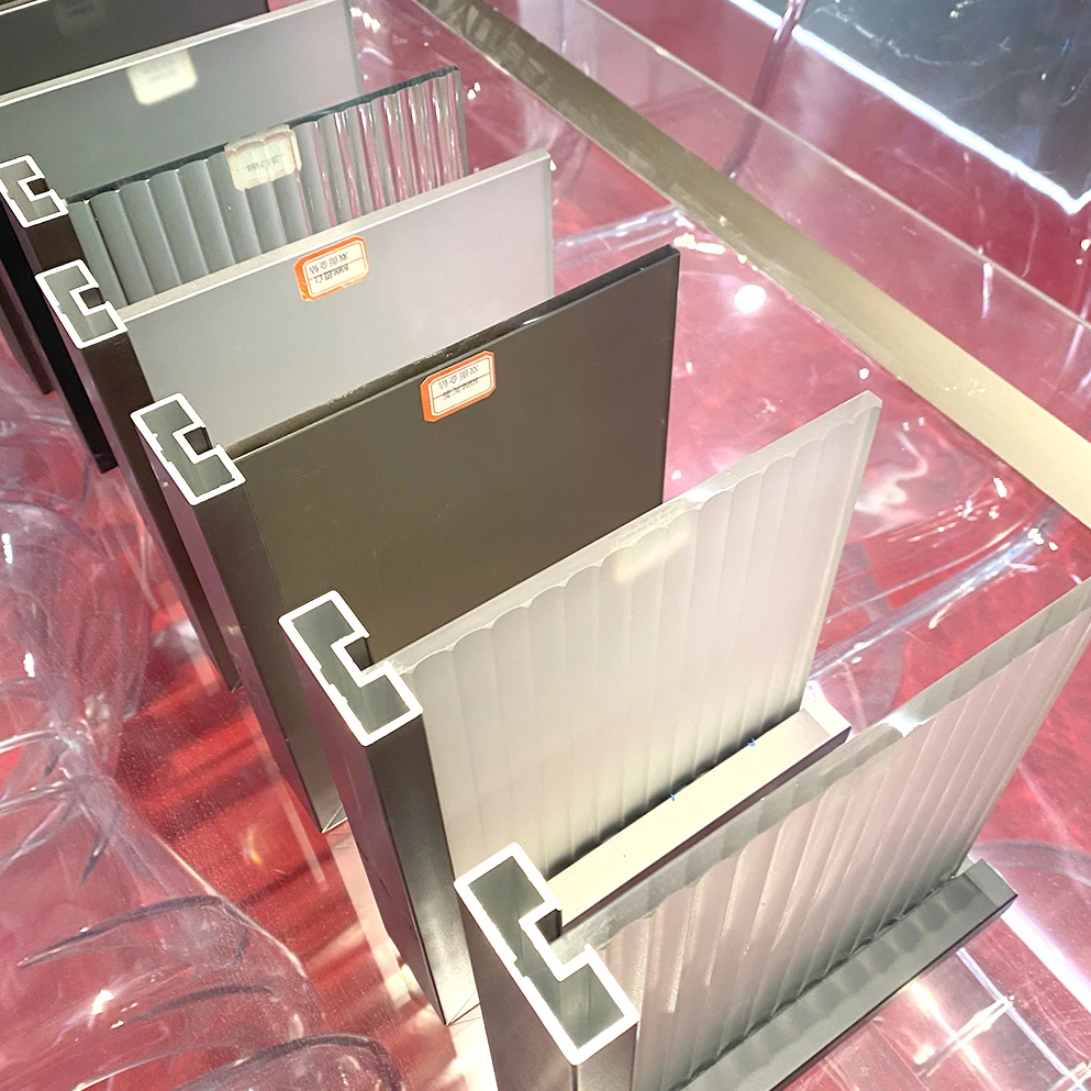 Showcase frame profiles aluminium extrusion sliding door system hanger rail with accessories