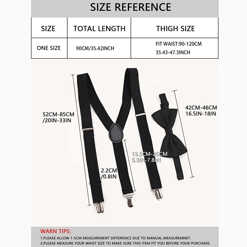 2PCS Factory Direct Price Elastic Adjustable Braces Y Classic Suspenders Bow Tie Set For Kids And Adult