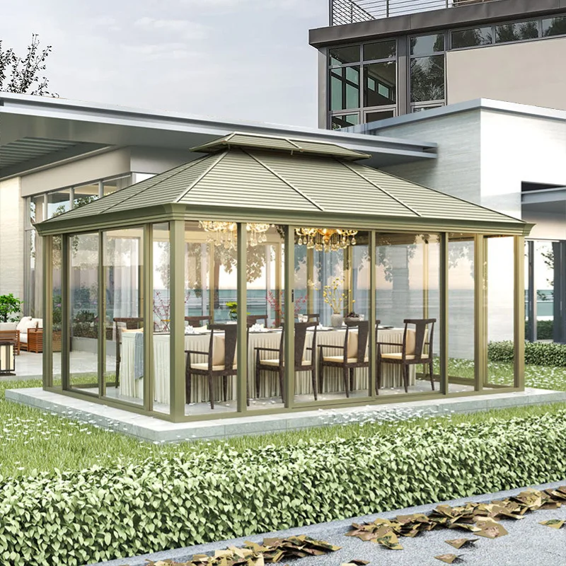 Free Standing Sunroom Outdoor Patio Aluminium Frame Glass House Sunroom Roof Conservatory Sunroom