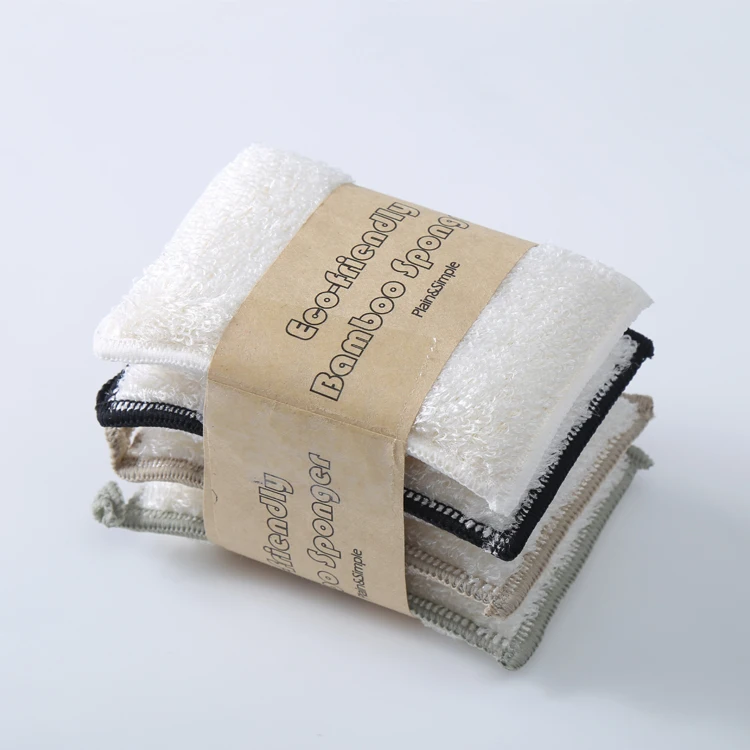 Бамбуковые натуральные впитывающие губки, кухонные чистящие губки, многоразовые губки для мытья посуды