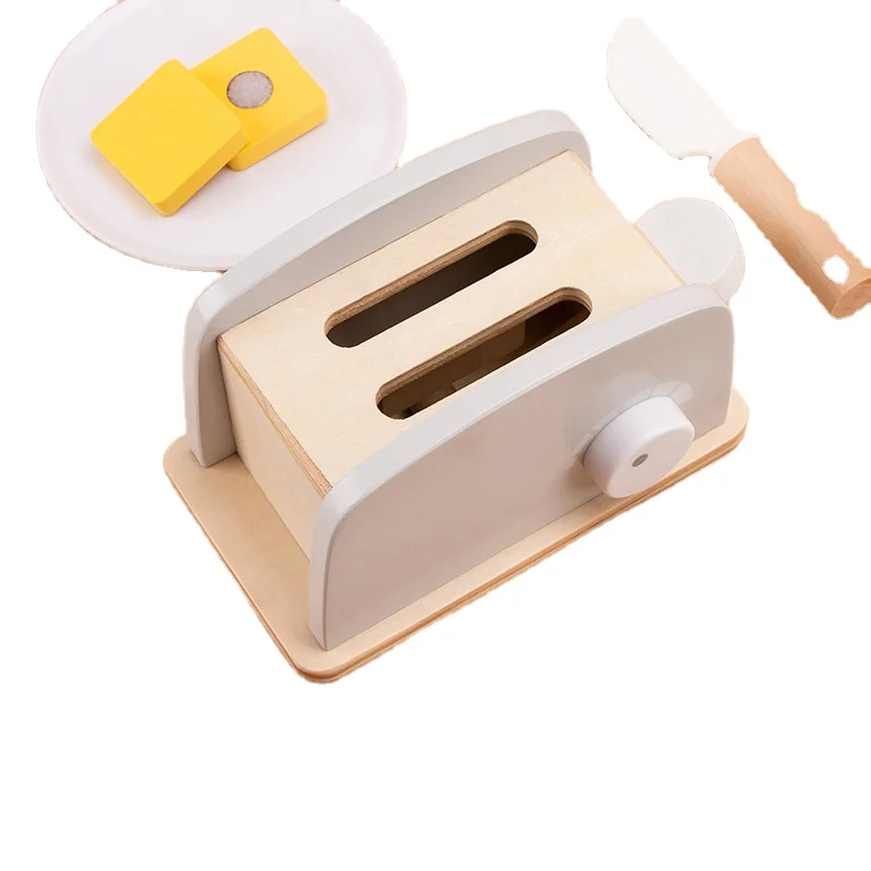 2024 Learning Role Pretend Play Toys for Kids Simulation Bread Maker Baby Toy Educational Wooden Kitchen Role Play  Toys