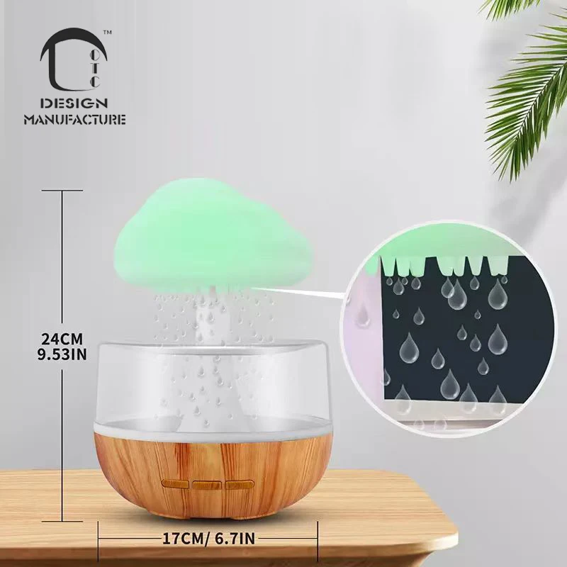 CE ROHS cute household raining water lamp mushroom Battery night light aroma essential oil rain cloud 280ml humidifier diffuser