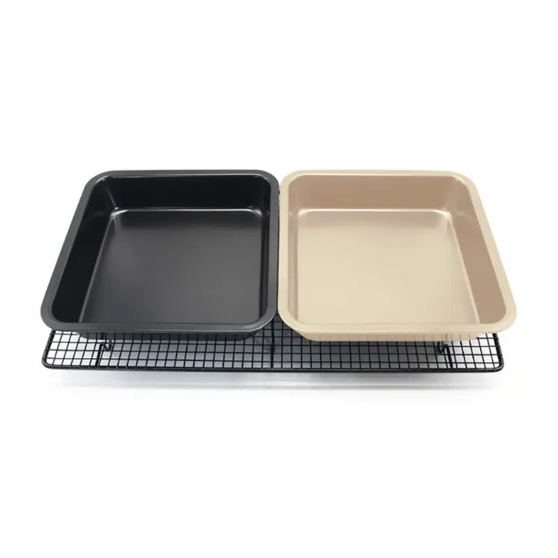 Lixsun Non-stick Coating Standard 9inch Golden Colors Square Shape Cake Pan Baking Pan