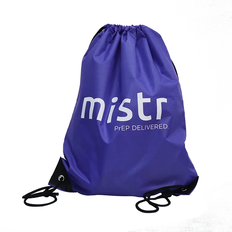 Wholesale Promotional Polyester Nylon Drawstring 30cm Shop And Backpack Customized Draw String Bags