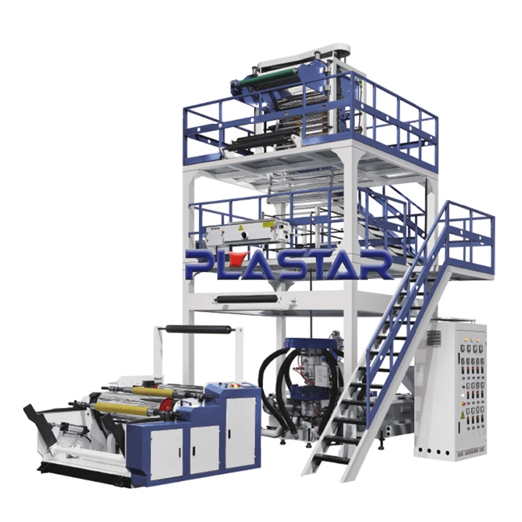 Hot Sale Two Layer Plastic Film Extruder Hdpe Ldpe Delivery Bag Courier Bag Film Blowing Machine