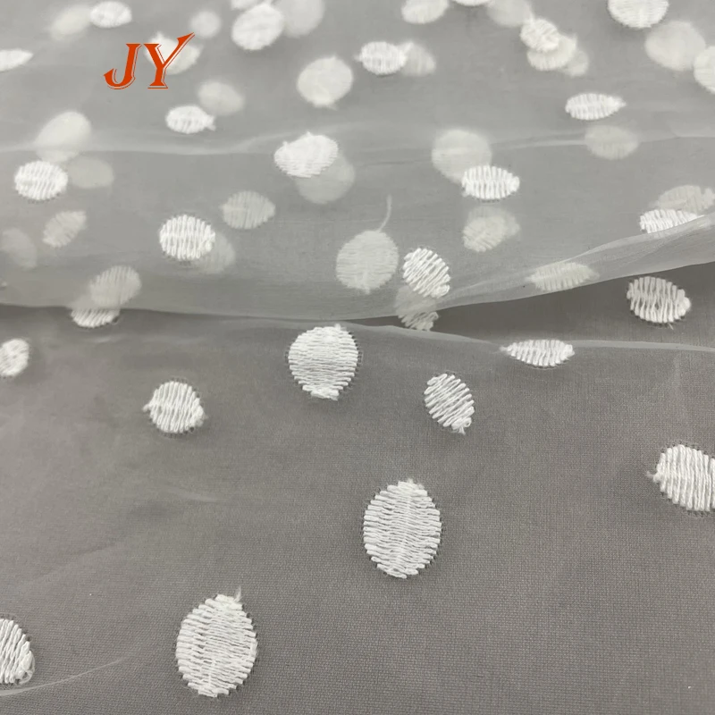 B0504 Special dots pattern Silk Embroidered Organza Chiffon Embroidery Fabric For Dress Made