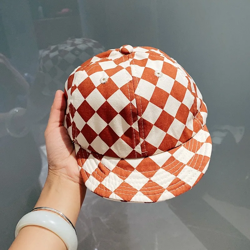 baby kids New spring and summer colourful Checkerboard patchwork baseball cap for baby