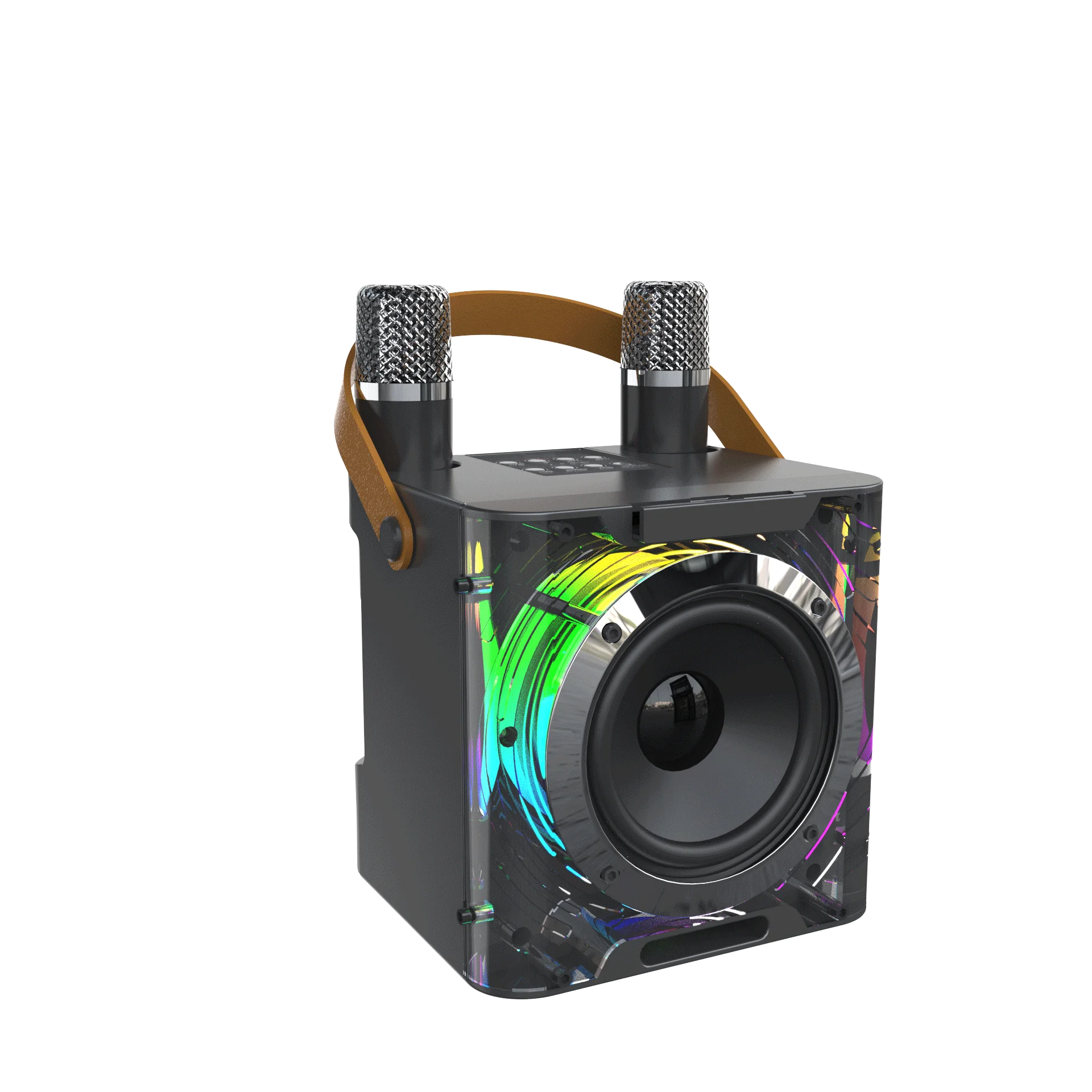 Newest 10W 4 Inch HIFI Stereo Music Player Blue tooth Speaker Microphone Karaoke speakers With RGB Light  For Home Party