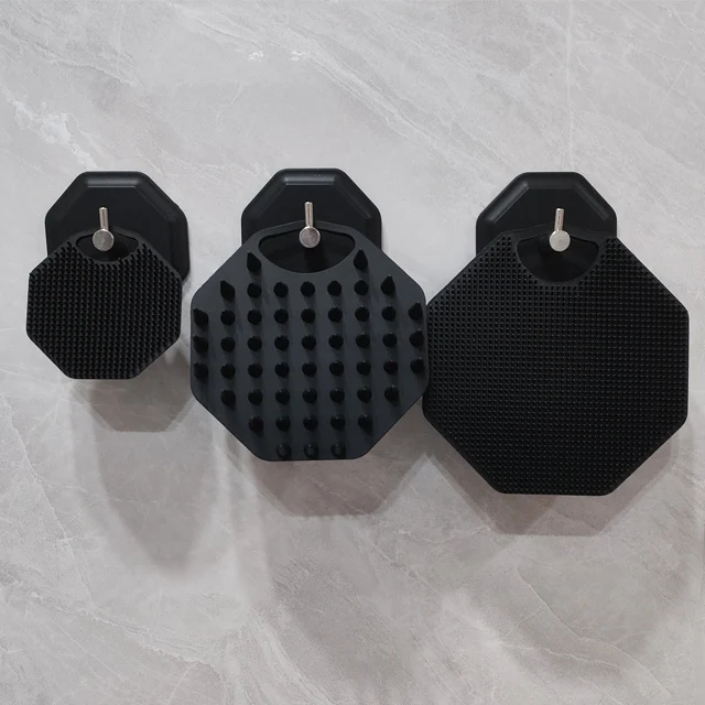 Manufacturer Silicone Adhesive Wall Mount Robe Octagonal bathroom hook Coat Rack Clothes Hook Metal for Bathroom