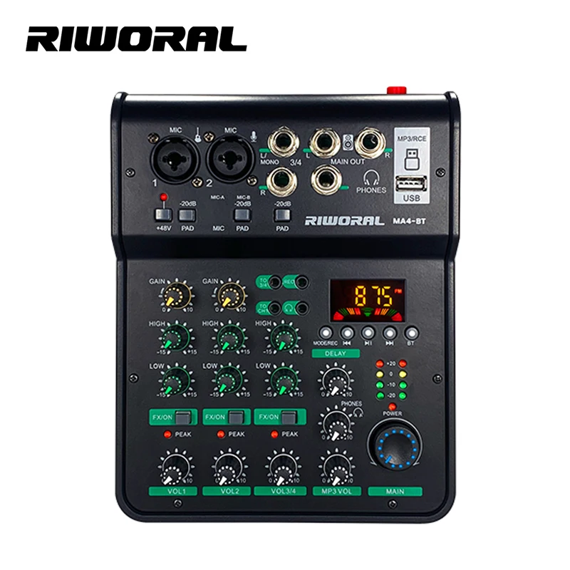 MA4-BT 2 Channels 99 DSP Mini Digital Audio Mixer with Effects Professional Audio Controller Portable