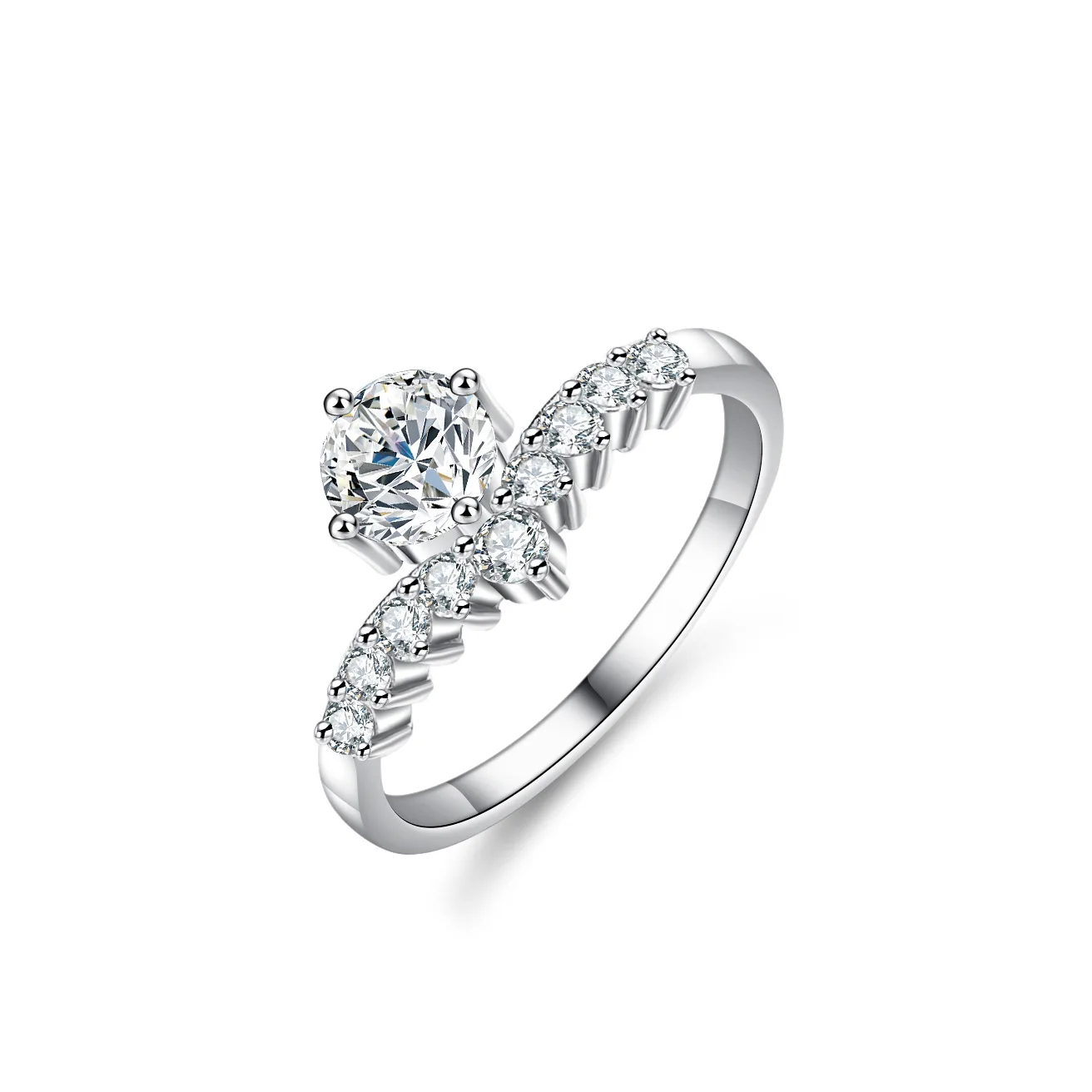 Hoyon S925 Sterling Silver Rings Accent Crown 0.5 ct D Color Moissanite Engagement Rings For Women