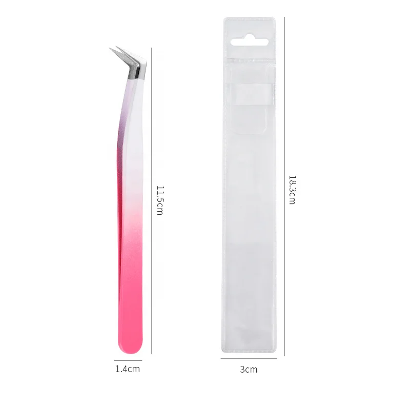 Wholesale False Eyelash Extension Beauty Care Makeup Stainless Steel PLucking Pink Eyebrow Tweezers
