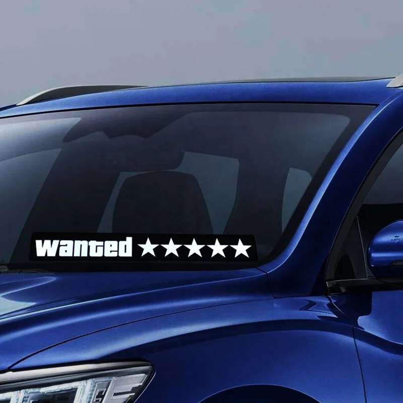 Wanted 5 Star Car Windshield Glow Panel Electric Marker Lamp Blue LED Decoration Light Sticker Flashing Lights