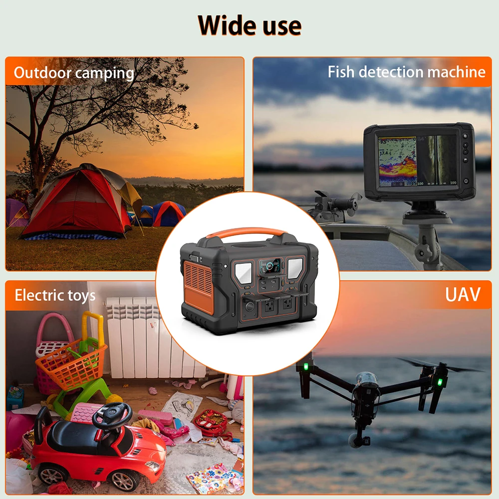 110 220 Volt Camping Home Solar Generator Waterproof 1200W UPS Portable Backup Battery Power Station With AC Outlet