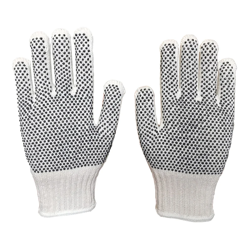 Wholesale Customized Anti-slip Pvc Dotted White Cotton Knitted Working Hand Gloves