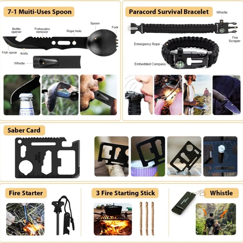 TJD Professional 250 pcs Travelling First Aid Kit Outdoor  Mountain Climbing Emergency   folding shovel Survival Gear Kit