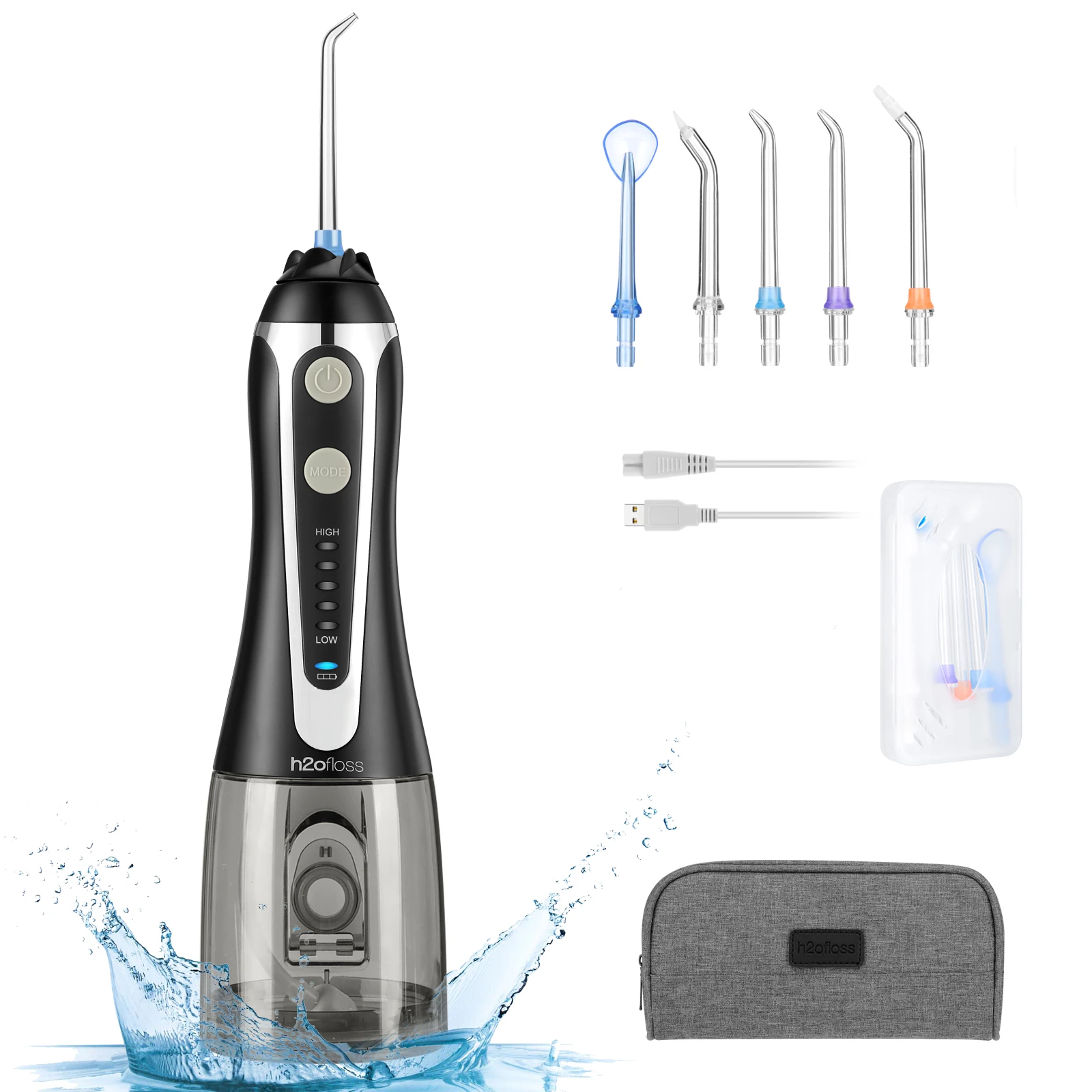 H2ofloss hot-selling portable oral irrigator rechargeable cordless electric flosser waterproof IPX7 dental water flosser
