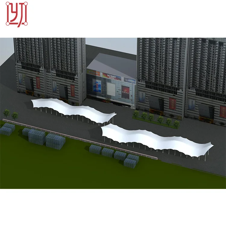 Entrance tensile membrane structure landscape shed