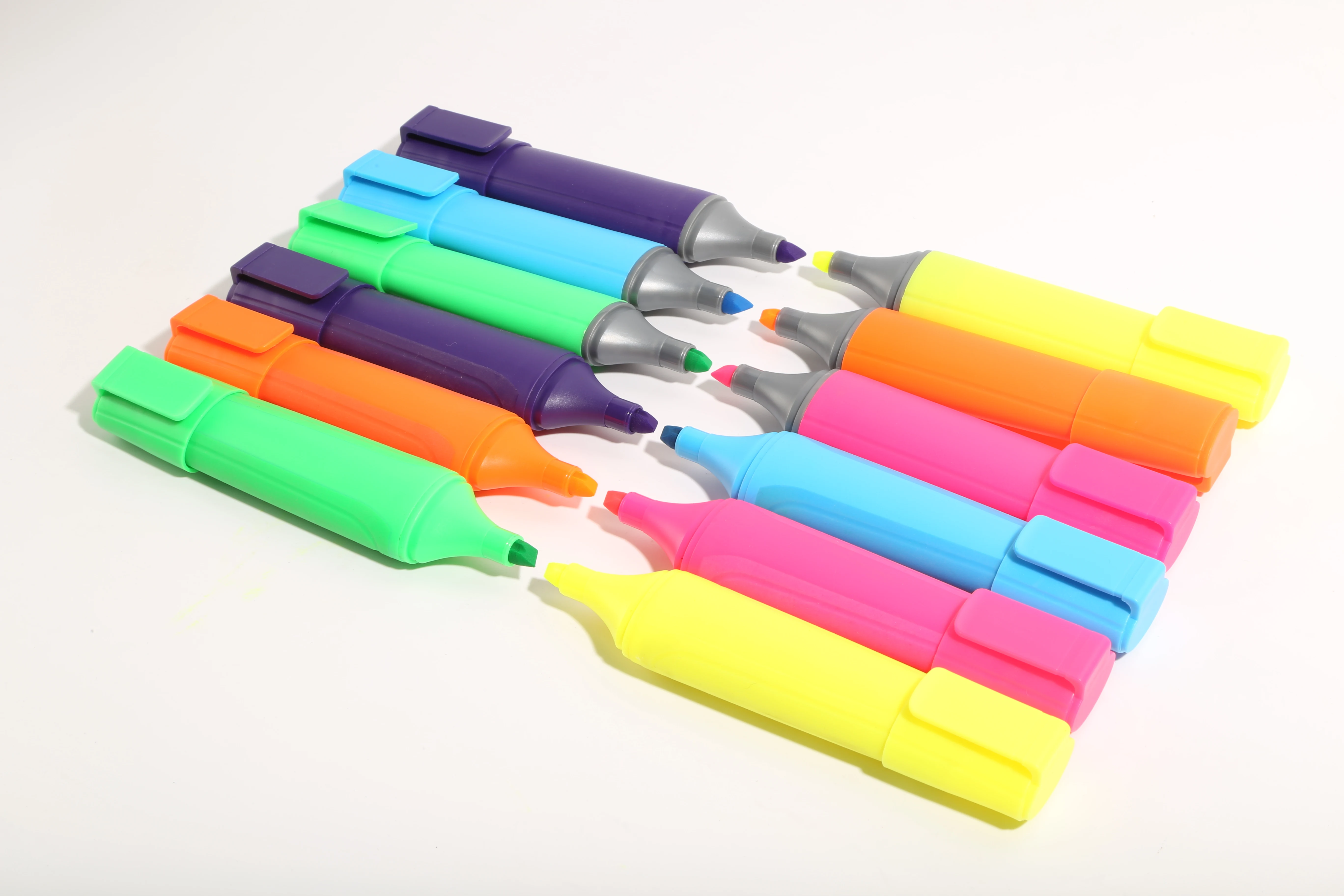 multi 6 neon colors highlighters marker pen set non-toxic soft oblique tip customized highlighter markers