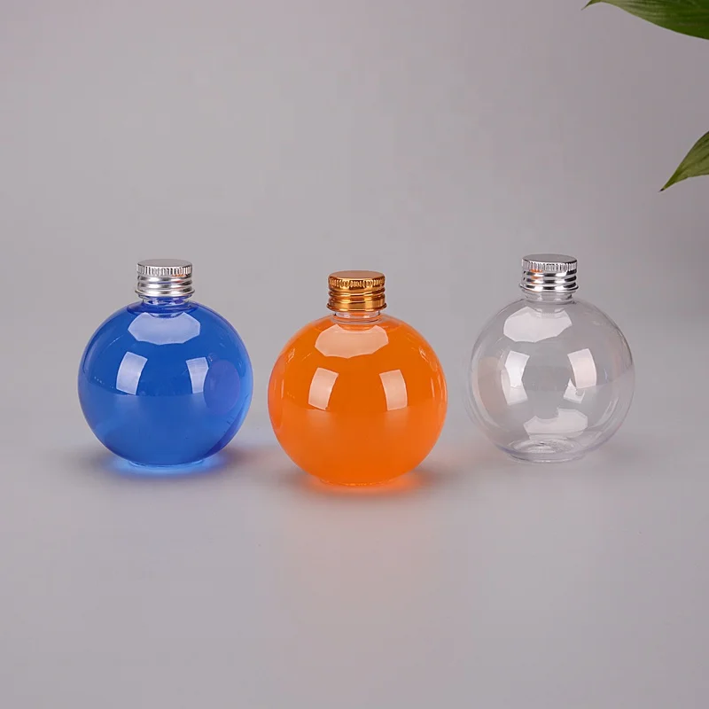 80ml 100ml 150ml 220ml 400ml Unique Light Bulb Shape Plastic Drinks Bottle with Silver Gold Metal Screw Cap Plastic PET Bottle