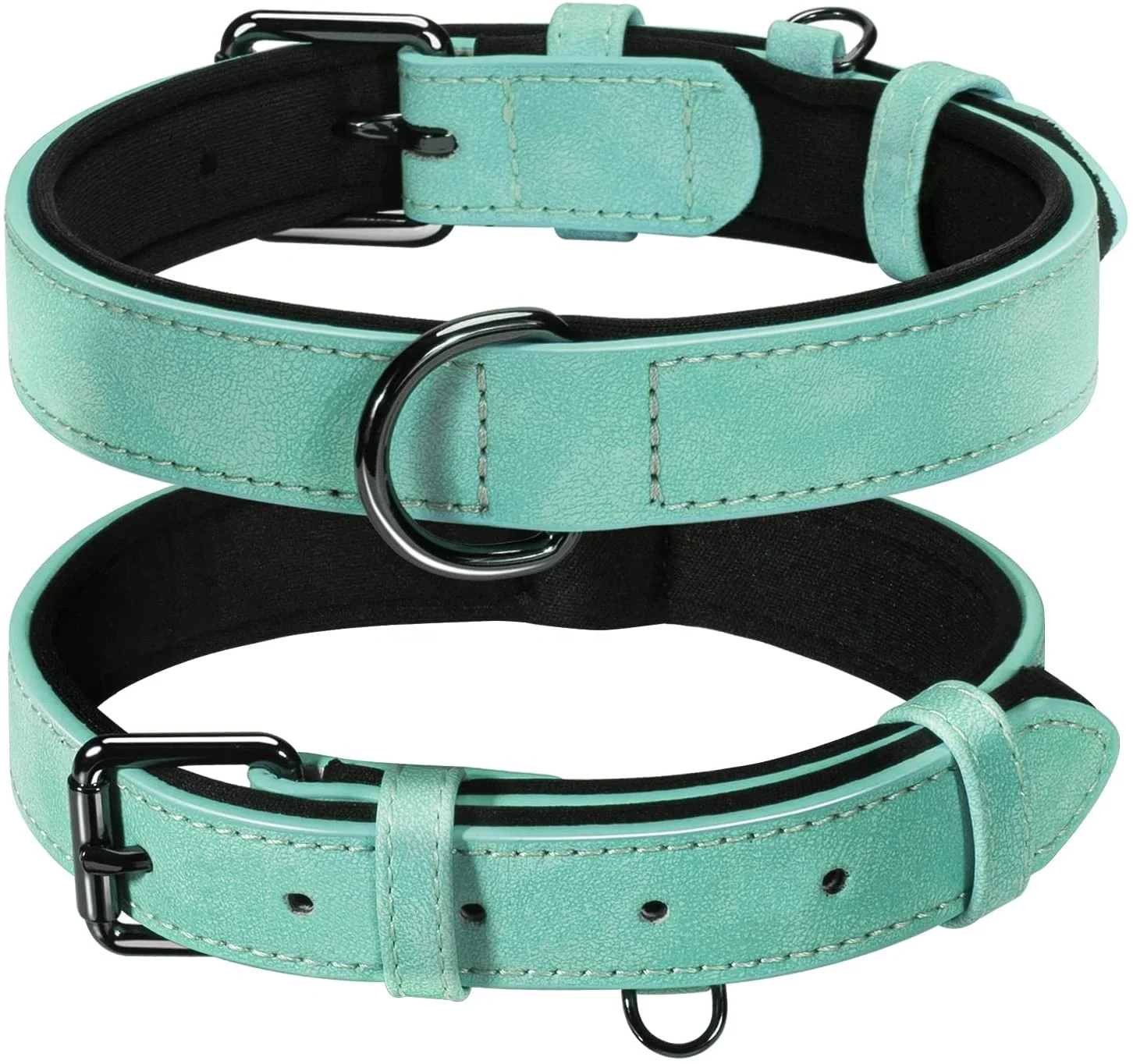 Boshiho Custom Adjustable Luxury Fancy Pet Personalized Pet Dog Collars Outdoor Leather Dog Collar with Name Tag D ring