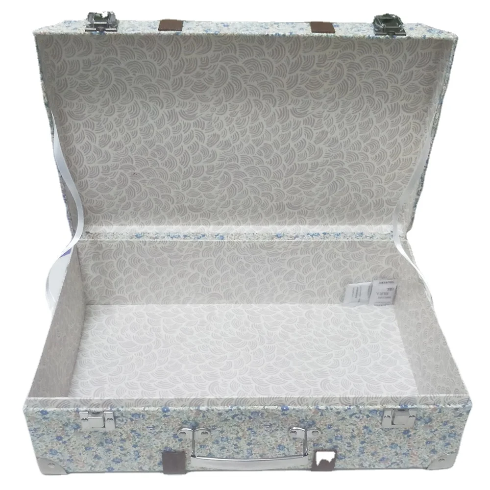 hot selling large cardboard fabric Suitcase Gift Box With Handle made in Shenzhen China