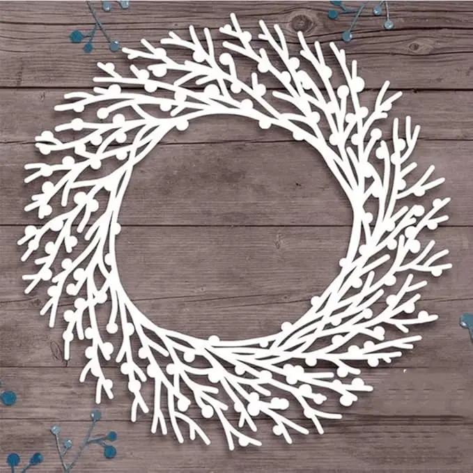 Yananmall Cutting Dies Wreath of Branches Die Cuts Wedding Tree Flower Leaf Embossing Machine Die Cut Template Stencil