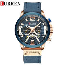 Curren 8329 Luxury Brand Mens Chronograph Business Wrist Watches Leather Strap Multifunctional Waterproof Military Wristwatch
