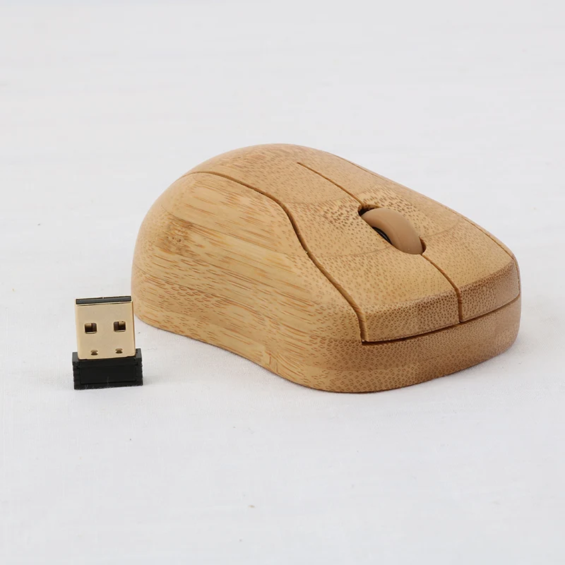Wireless USB Mini Battery Bamboo Wooden Mice Mouse Rechargeable Optical Mouse for Computer PC Laptop
