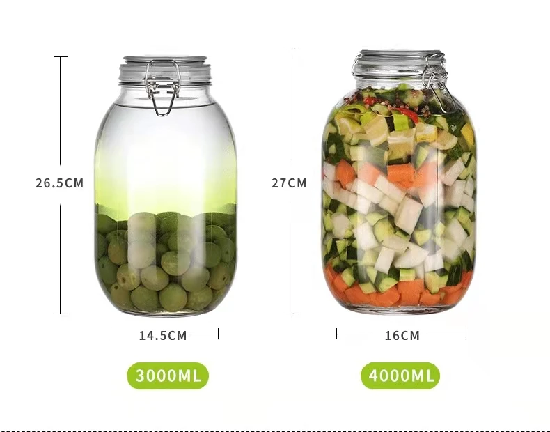 Airtight Glass Canister with Clamp Lids & Silicone Gaskets metal clip glass jars