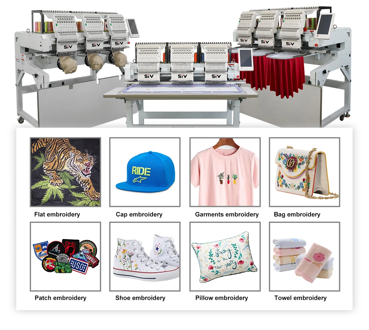 SIV high speed three head hat embroidery machine computerized embroidery machine for cap