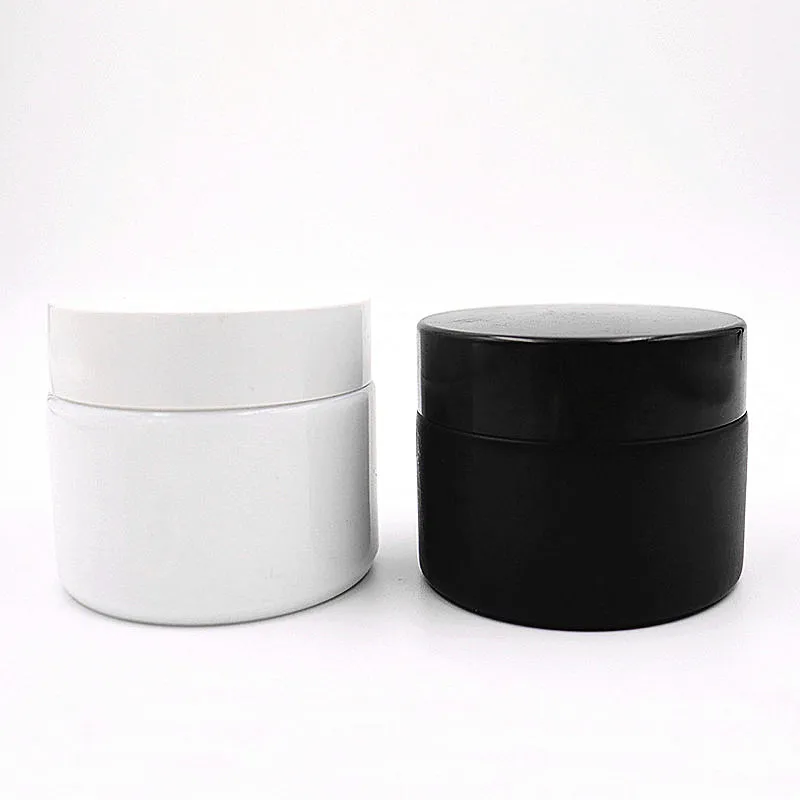 Wholesale Custom Cosmetic Packaging Jar 30ml 50ml Black White Ceramic Face Cream Glass Cosmetic Jars With Lid