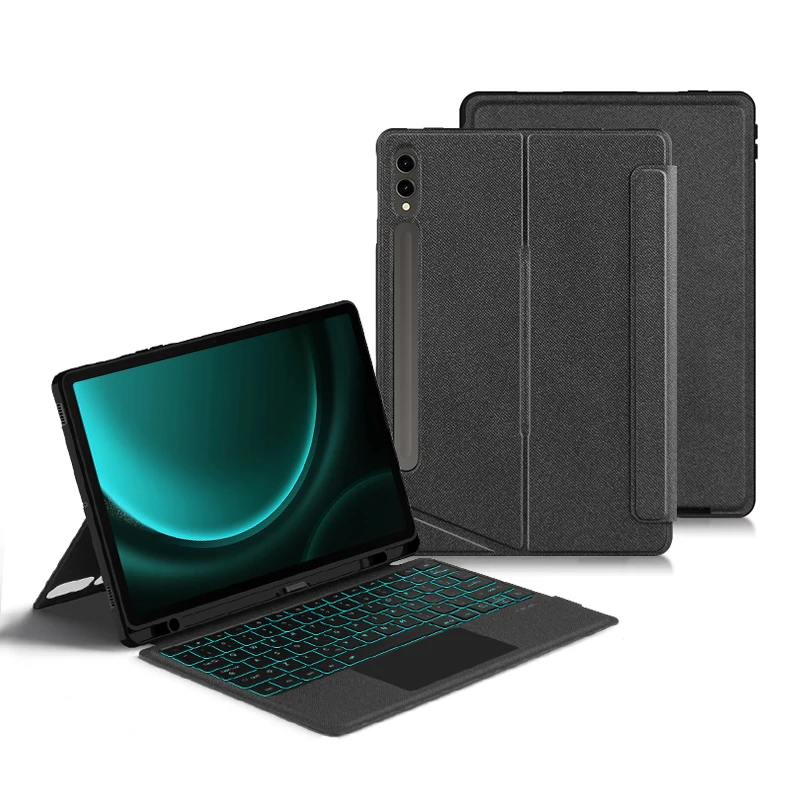 Smart Magic Keyboard Case For Samsung Galaxy Tab S9 FE Plus 12.4 inch S9 FE+ Tablet With Backlit Blue tooth TouchPad Keyboard Co