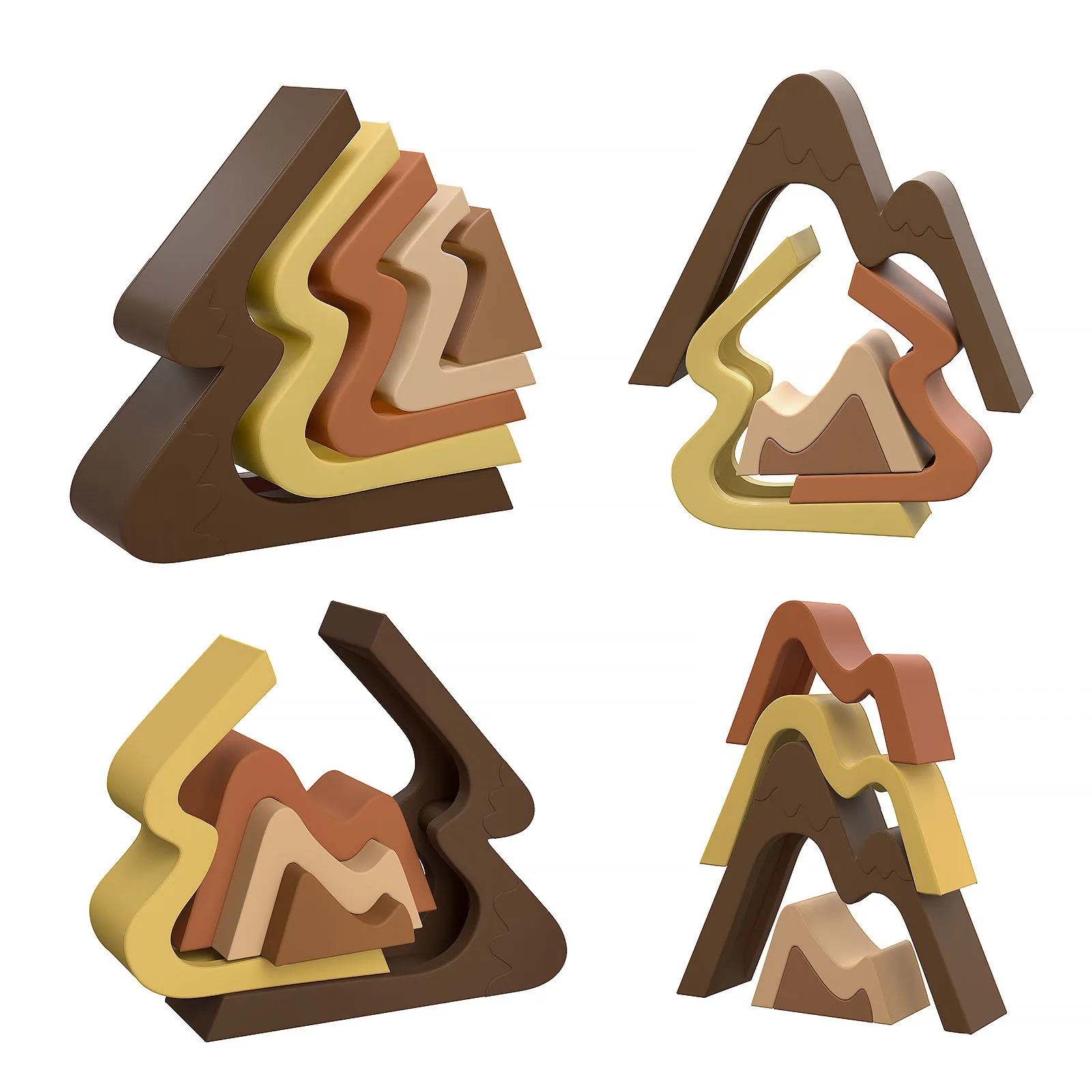 Unisex Educational Toy Set 5pcs Silicone Baby Blocks in Mountain Shape for 0-4 Years Old