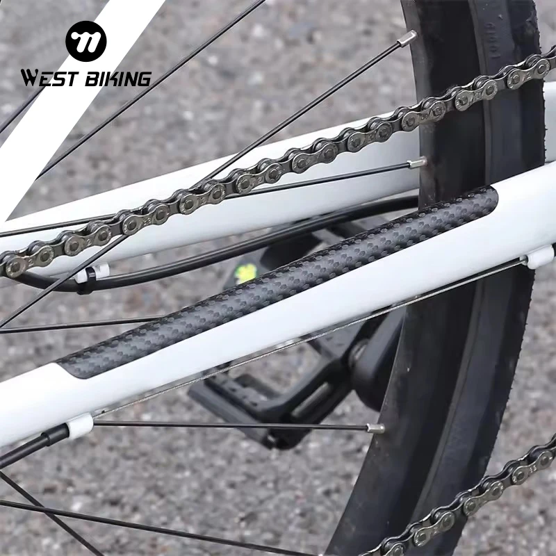WEST BIKING Bicycle Chain Guard Frame Carbon Fiber Sticker Road Mtb Bike Scratch-Resistant Frame Protector Removable Sticker