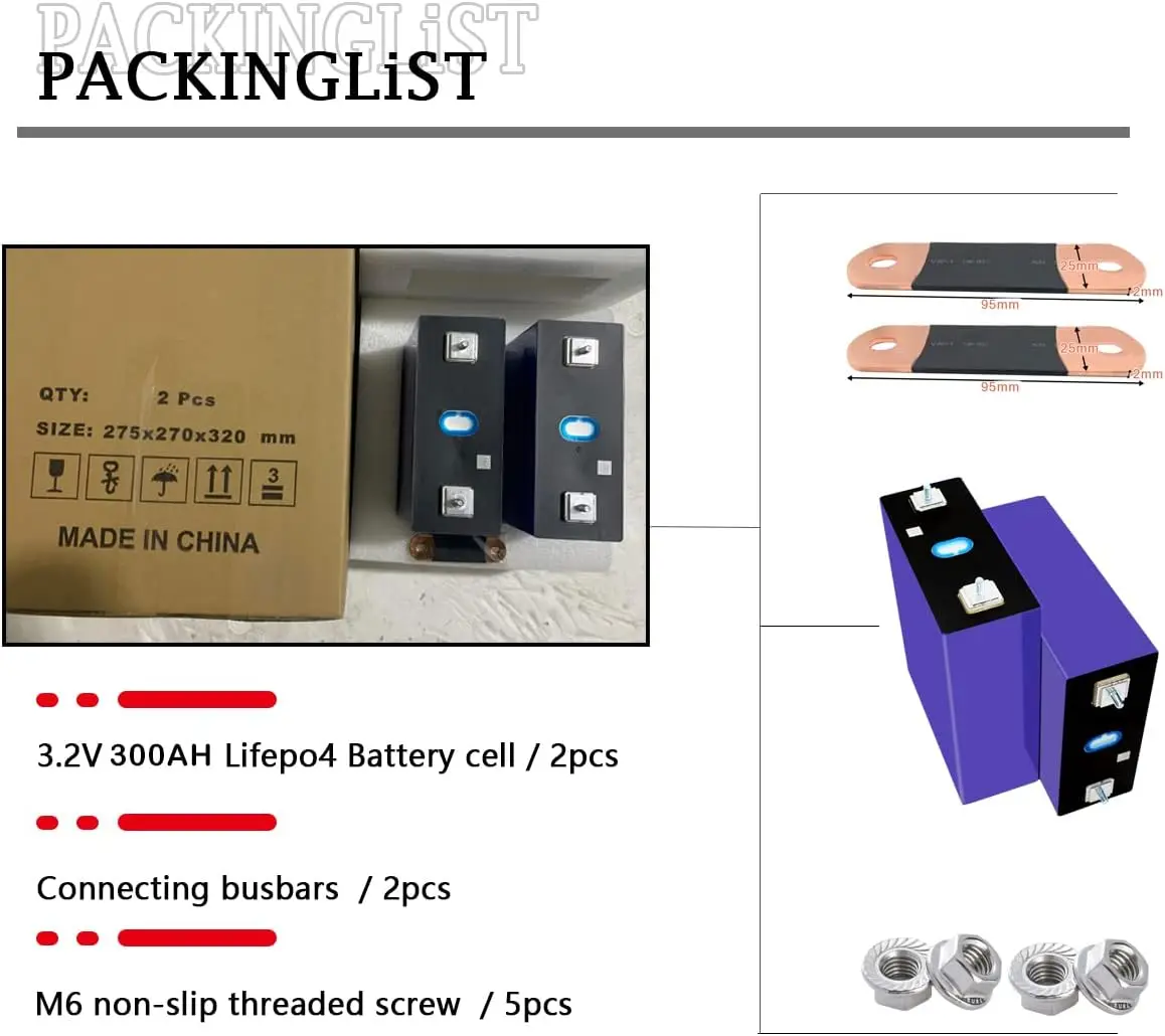 4PCS Grade A 6000+ Deep Cycle LiFePO4 Battery Cells with QR Code, Lithium Iron Phosphate DIY 12V 24V 48V Battery Pack for Solar