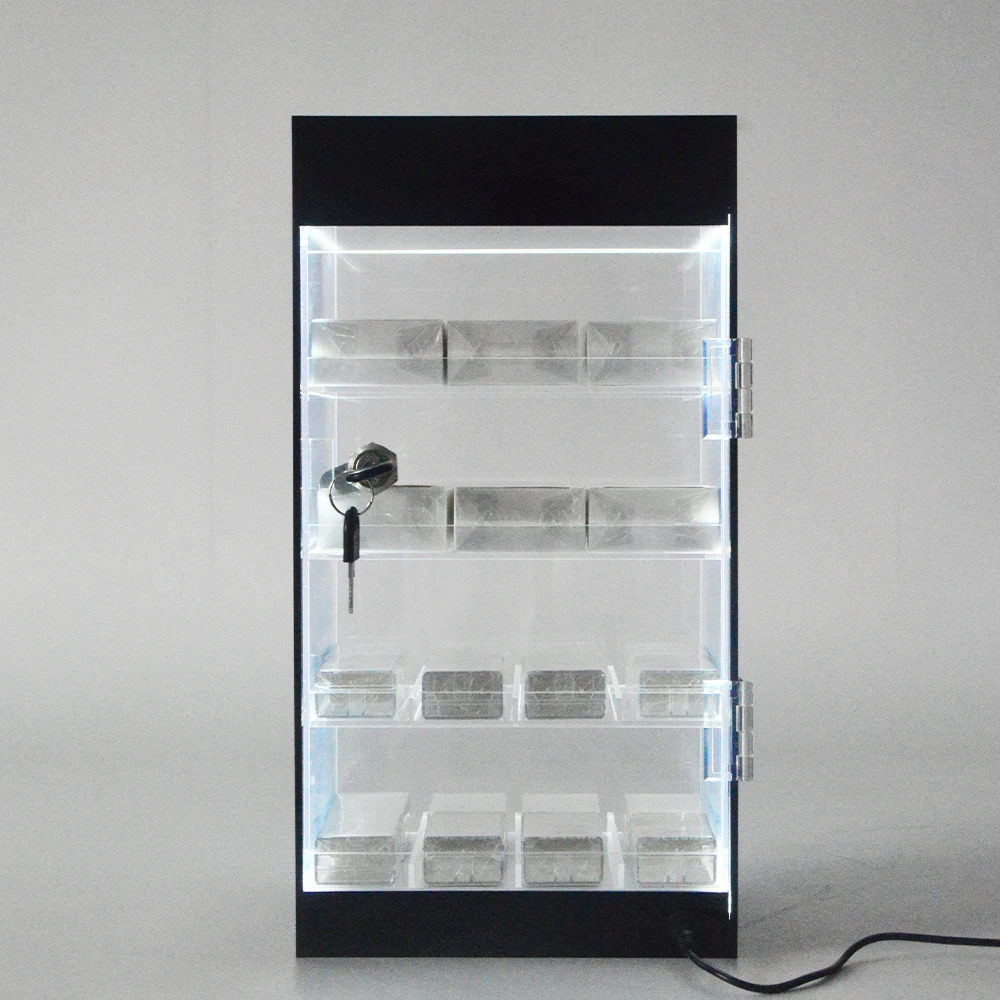 Custom Design Acrylic Counter Top Display Rack RGB Light Display Cabinet PMMA Desktop Display Showcase