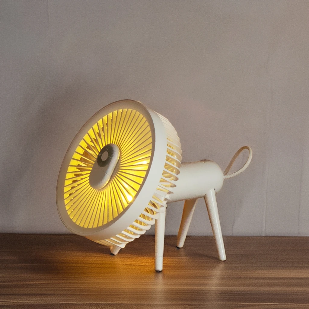 Home Fan Adjustable Desk Personal Small with Mini Cooling Portable Fans USB Desktop Desk Table Fan with Battery and LED Light