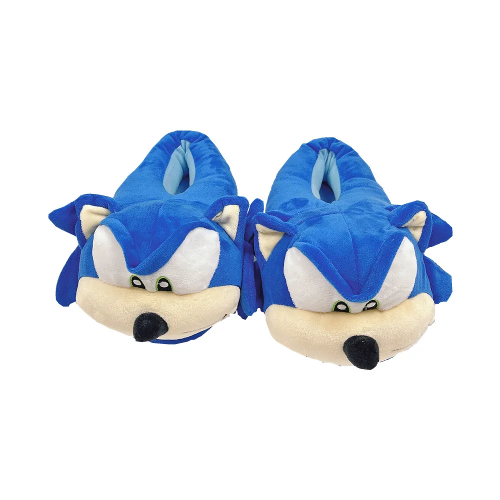Cute Soniced Plush Slippers for Home Size 36-42 Unisex Anime Doll Toys with PP Cotton Filling Warm Birthday Gifts for Men Women